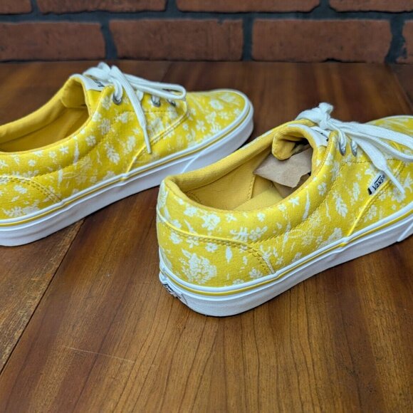 Vans Shoes Women 9 Doheny Yellow Floral Low Tops Skate Sneakers Chill Hawaiian - Picture 8 of 11